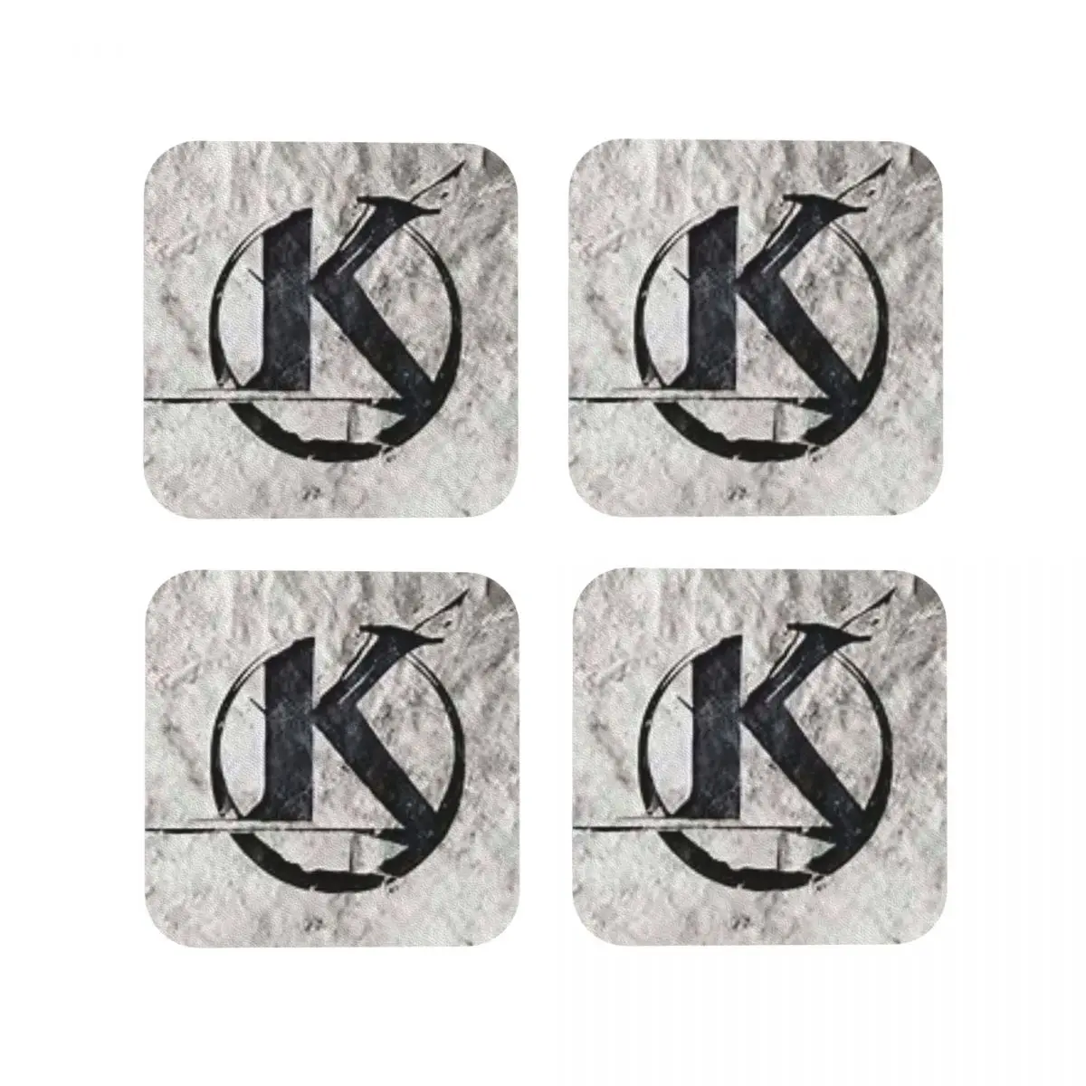 Black Kaamelott Logo On A Gray Background Coasters Kitchen Placemats Non-slip Cup Coffee Mats For Home Tableware Pads Set of 4