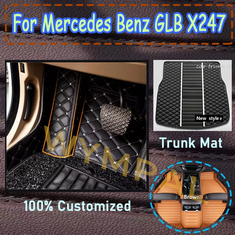 

Luxury Custom Car Floor Mats For Mercedes Benz GLB Class X247 Five Seats 2019 2020 2021 2022 Auto Foot Pads Carpet Accessories