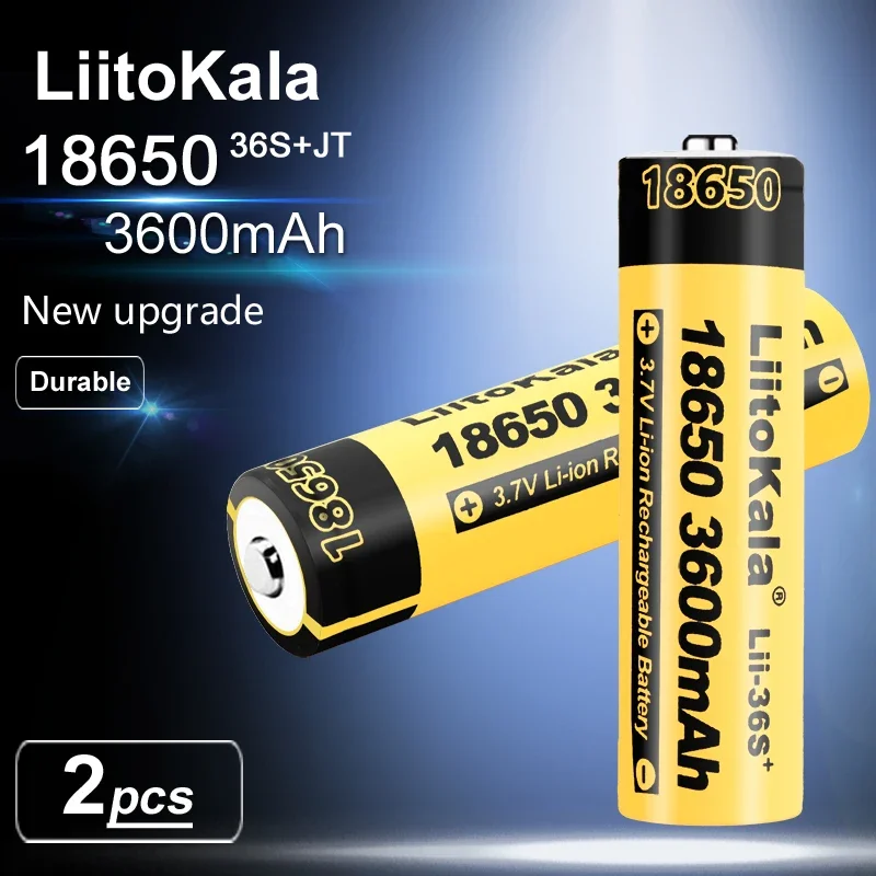 2PCS LiitoKala Lii-36S Pointed 3.7V 18650 3600mAh Lithium Rechargeable Battery 20A Discharge Electrical Tools Flashlight Battery