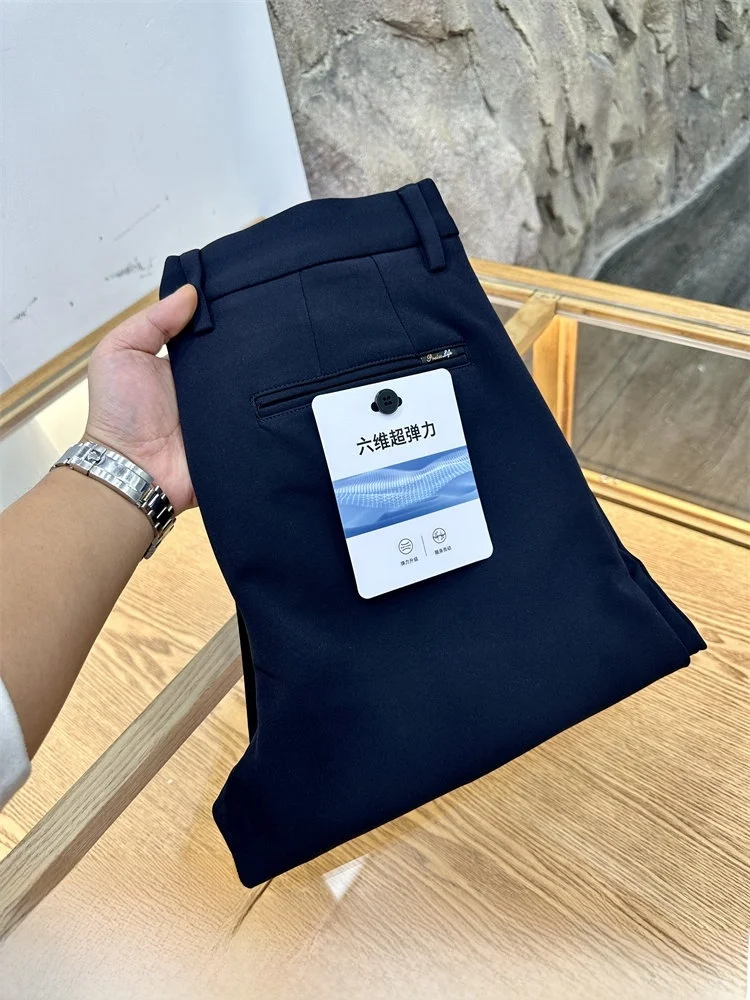 

Busin повседневные мужские брюки осень-зима прямые брюки с эластичной резинкой на талии против морщин удобные нейлоновые полиэстеровые смеси