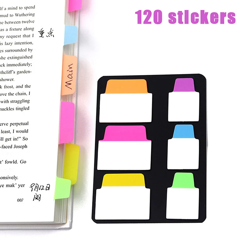 120 Pages Simple Pure Transparent Index Stickers Color Label Stickers DIY Sticky Notes Office School Supplies