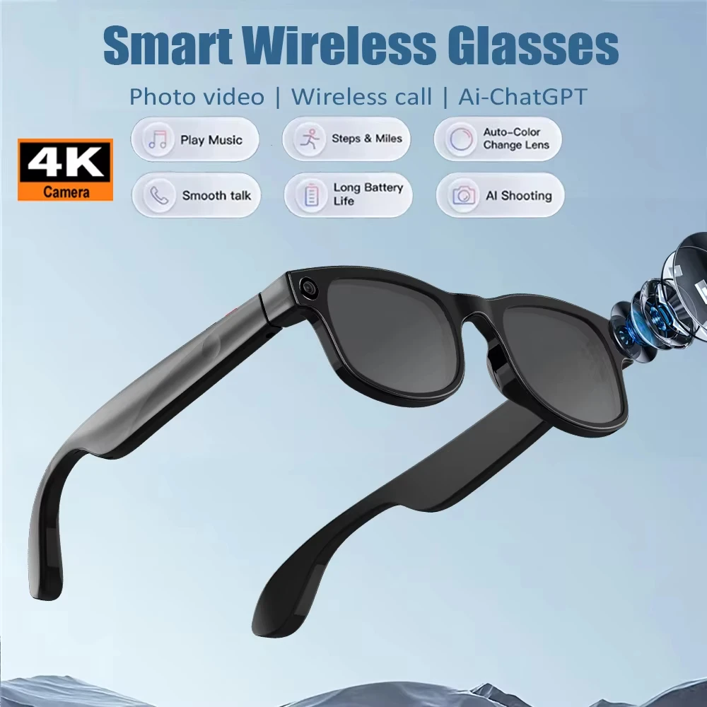 Multifunction Smart Glasses With 800W Pixel Video Recording Photo Taking Translation Local Storage Bluetooth Sunglasses