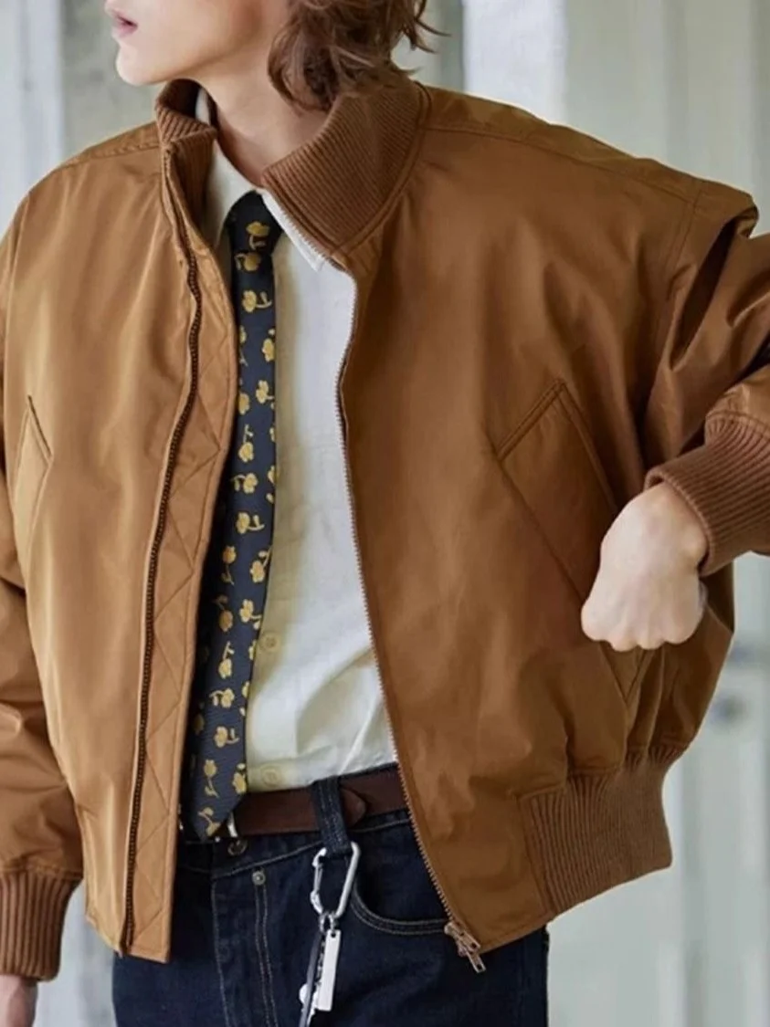 

Мужская повседневная куртка-бомбер в американском стиле, свободного кроя, с бейсбольным воротником, молодежный тренд, осенняя модная верхняя одежда для пар