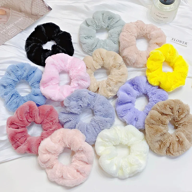 Bande de cheveux large en peluche douce pour femmes et filles, porte-queue de cheval, élastique moelleux, chouchou, solide, accessoires pour