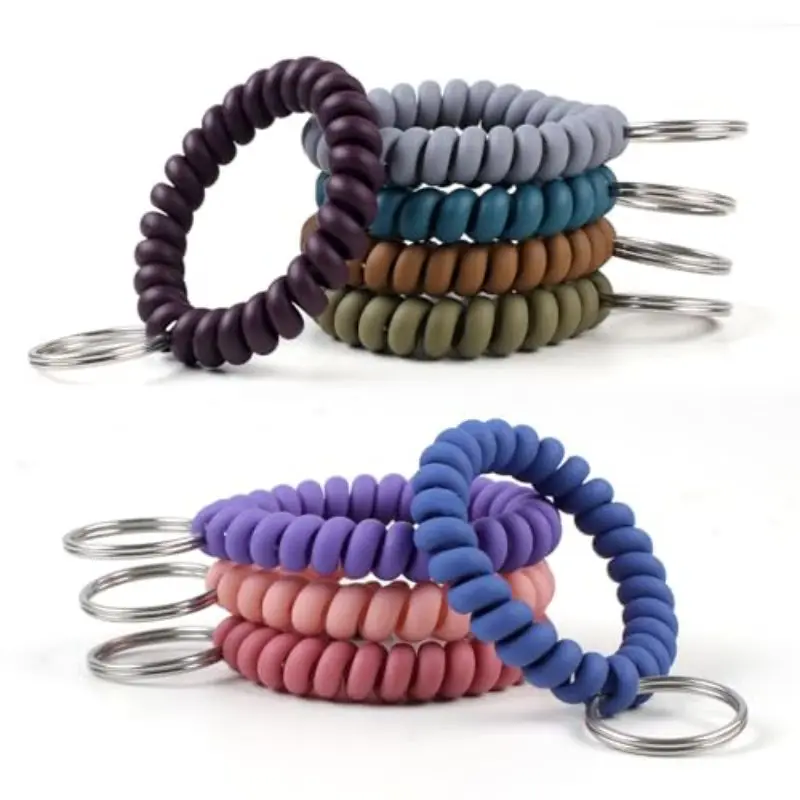 

9 colors wristband retractable coil keychain Sports bracelets