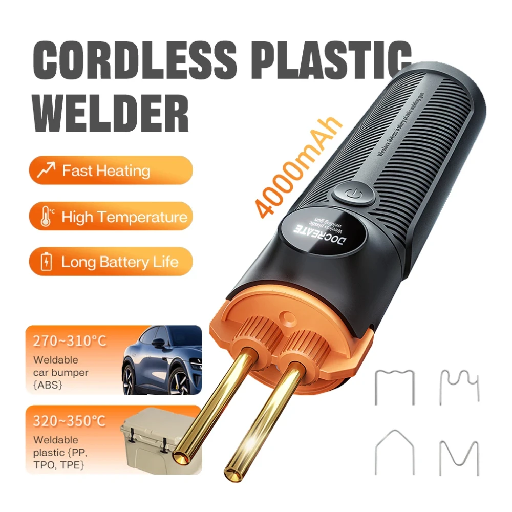Soldador de Plástico PW35 com Bateria de 4000mAh, 4 Tipos de Grampeador e Recarregável via USB para Reparos em Para-choques de Carros, Caiaques e Produtos Plásticos
