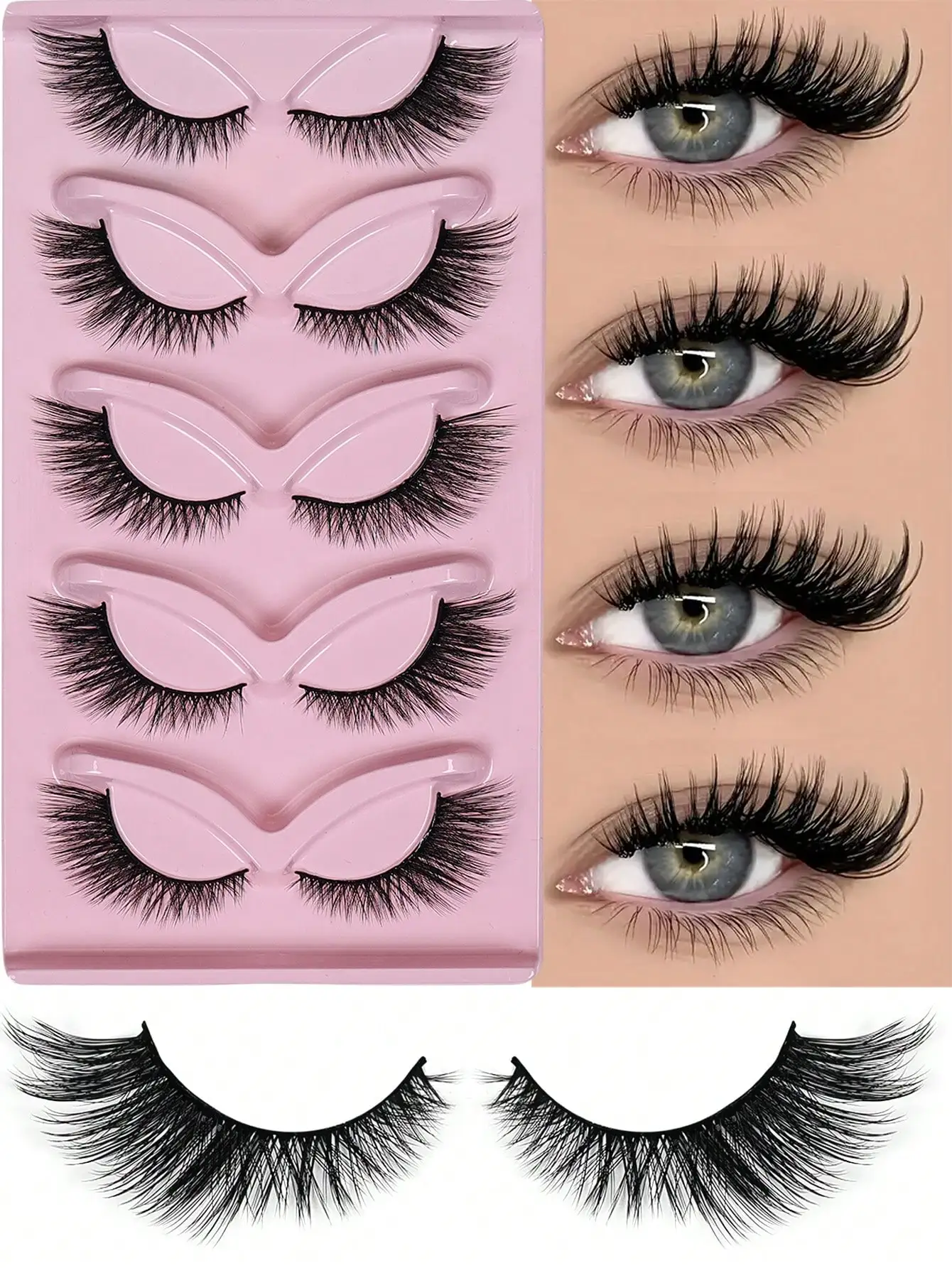 Flauschige Katzenaugen-Wimpern 5 Paar Leichte Künstliche Wimpern – Detail 1
