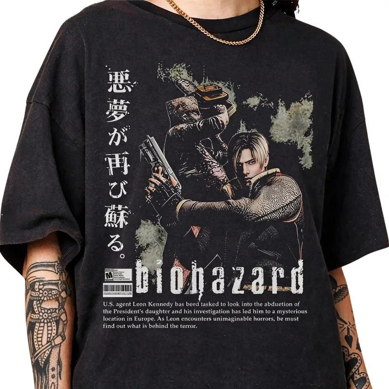 90s Retro Resident Evil T-shirt, Leon Kennedy T-shirt, Pirated Style Gamer T-shirt, Unisex T-shirt Suitable for All Seasons