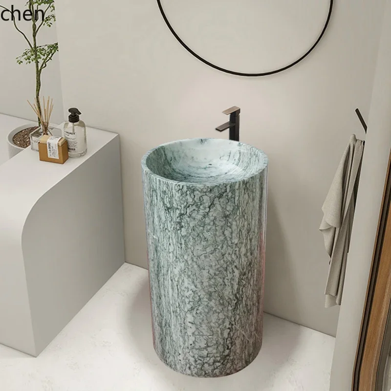 natural marble integrated column basin floor-to-ceiling washbasin hand washbasin