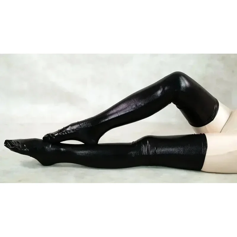 

asdh8@hot sale purple shiny metallic sexy thigh high socks fetish unisex zentai suit classic halloween costumesCOSda@