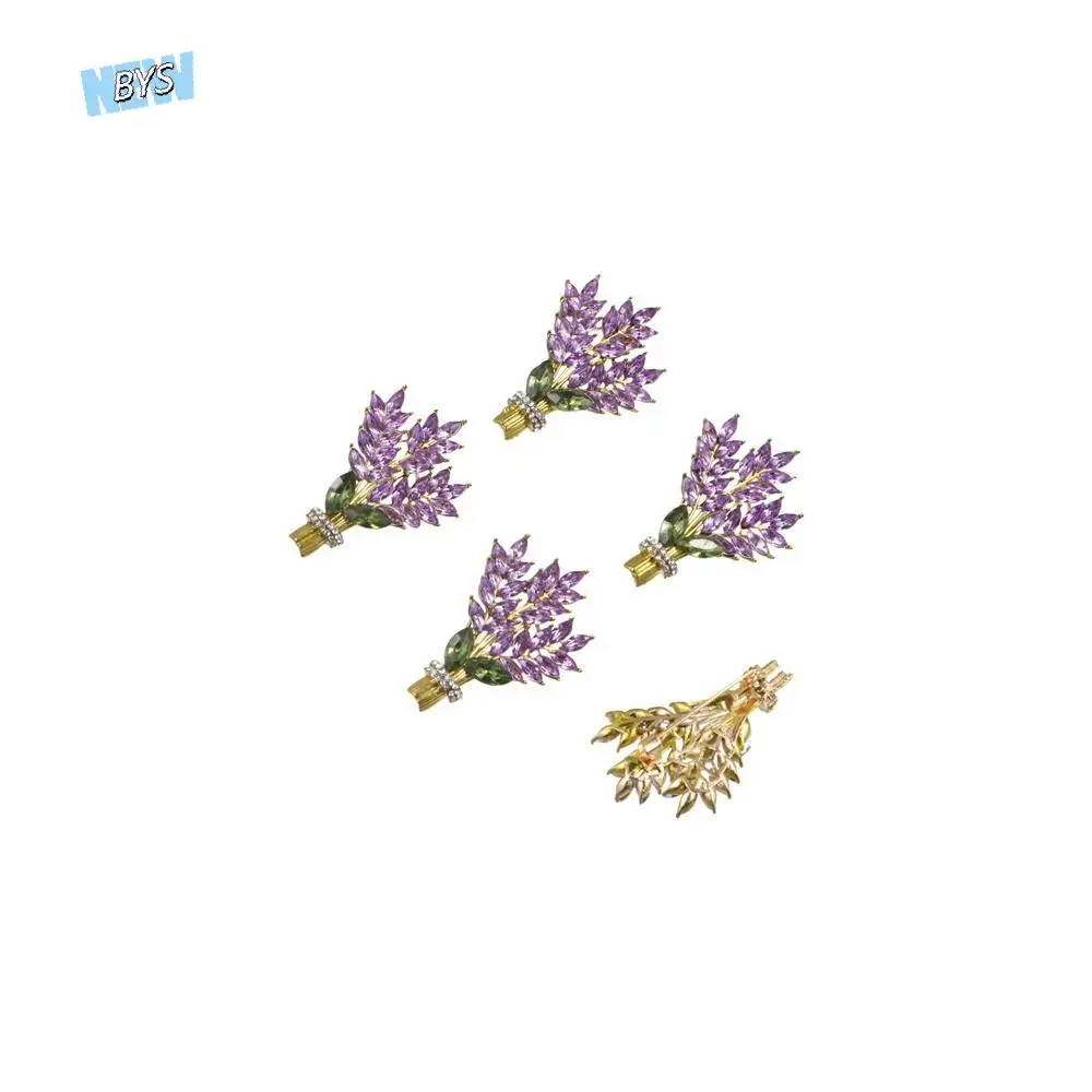 

Coat Accessories Crystal Lavender Brooch Lavender Flower Lavender Women Brooch Luxury Elegant Crystal Lavender Lapel Pins Party