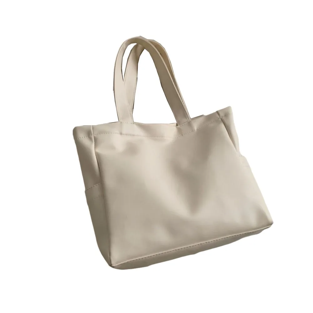 

Magnetic Buckle PU Leather Tote Bag Solid Color Vertical Square Large Capacity Handbag Versatile Comfortable Handle