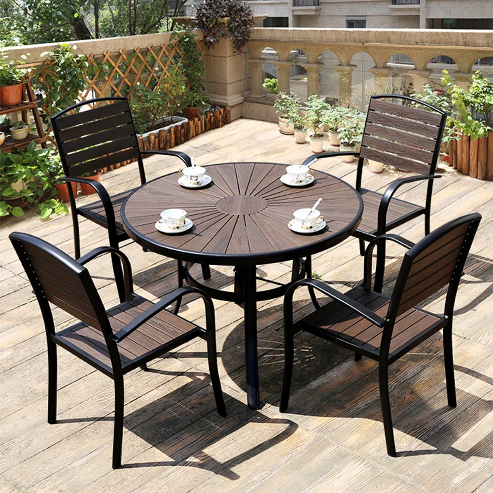 

Outdoor tables and chairs plastic wood combination leisure villa courtyard tables and chairs
