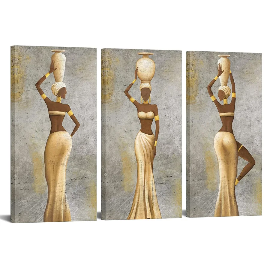 

Large 3Pcs African Women diamond embroidery Traditional Black Girl Ethnic Ancient Theme diamond Painting Africa Tribal decor Art