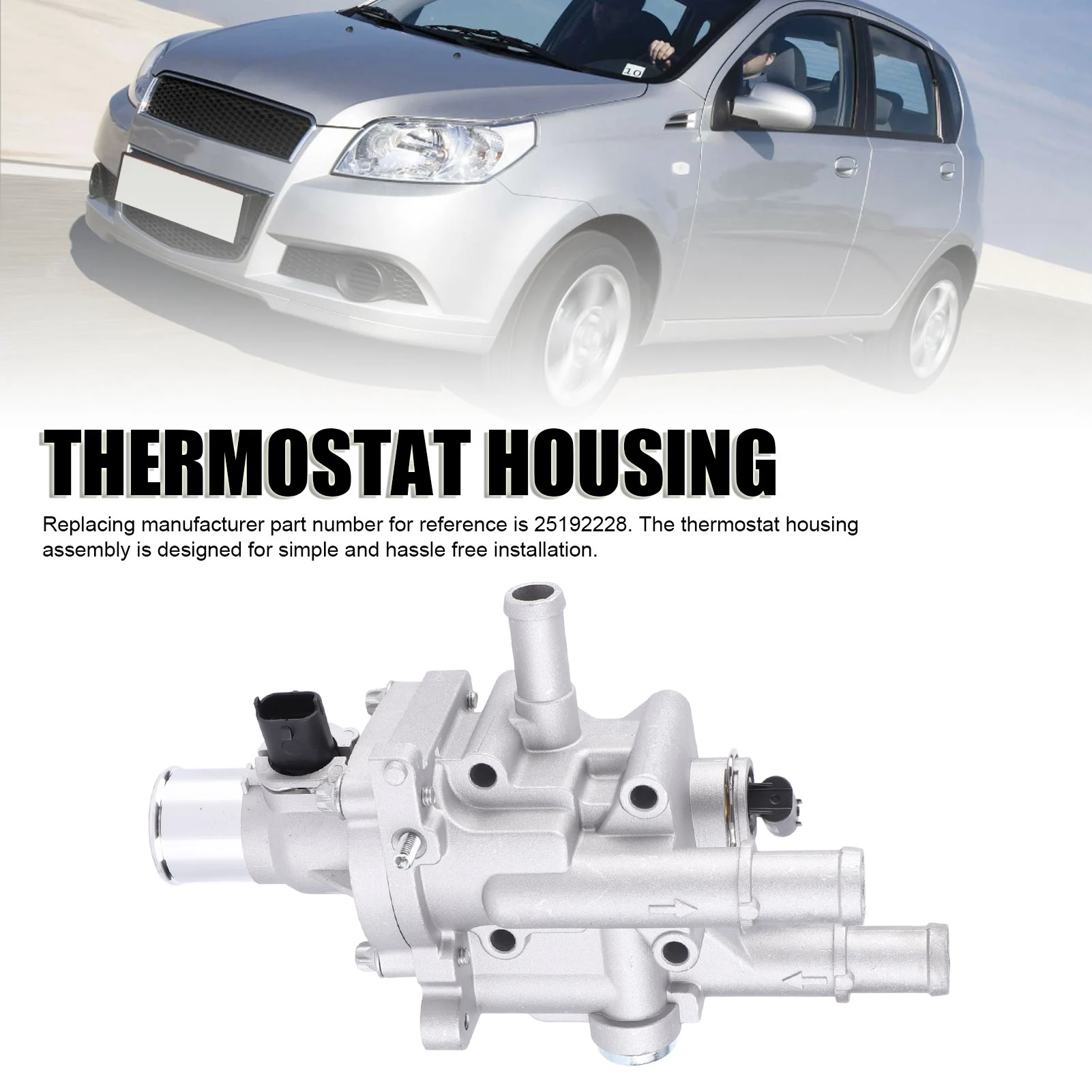 

Electronic Thermostat Assembly Thermostat Housing Assembly Metal Construction 25192228 Replacement for Aveo