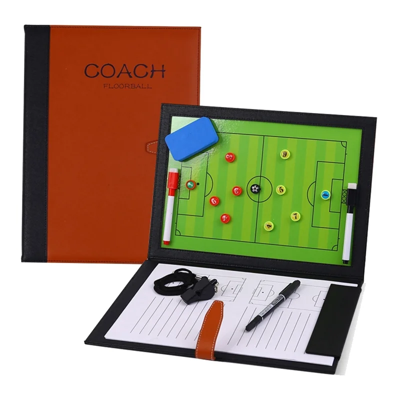 A64T-コーチングボード折りたたみ式サッカー戦術ボード磁気サッカートレーナーコマンドトレーニングマッチプレートブック