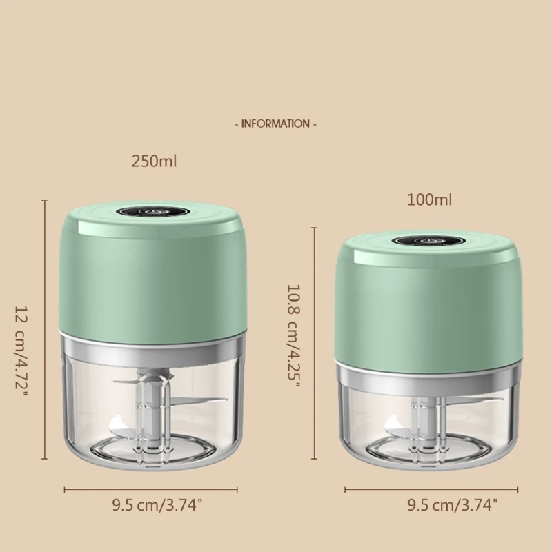 100/250mL Mini elektryczny krajalnica do warzyw czosnkowy Chili imbirowy Masher urządzenie wytrzymałe blendery USB do ładowania kuchenne 918D