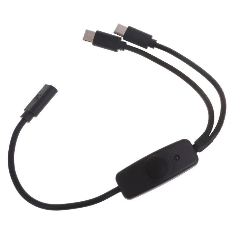 E56B Type C Female to Double USB Male  Cable Charge Two Devices at Once