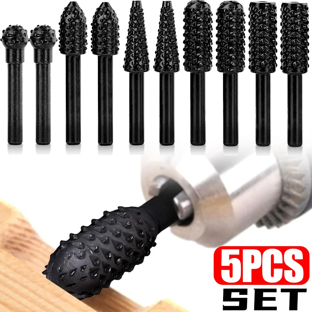 

5 шт. набор, рашпиль, стальные грубые зубцы, долбежное сверло по дереву, деревообрабатывающий напильник для резьбы по дереву, рашпиль, нож, столярные инструменты для резьбы