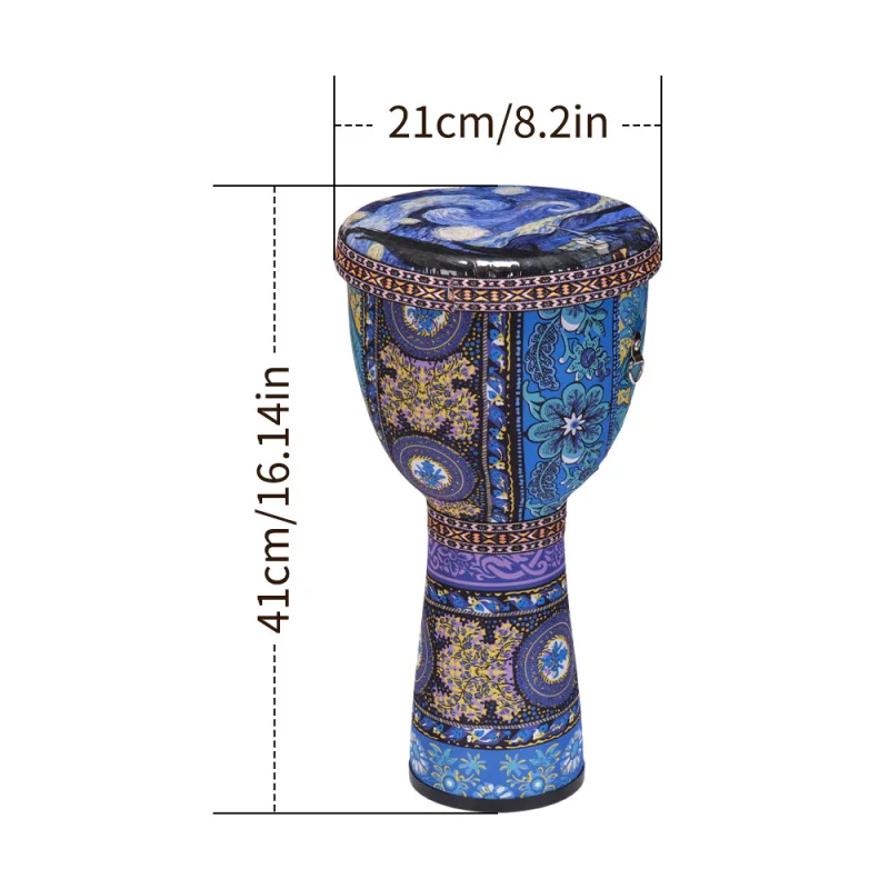 African Hand Drum 8 Inch PVC Portable Djembe Drum Carbon Fiber Ultra-light Tuning-free Percussion Instrument for Beginners