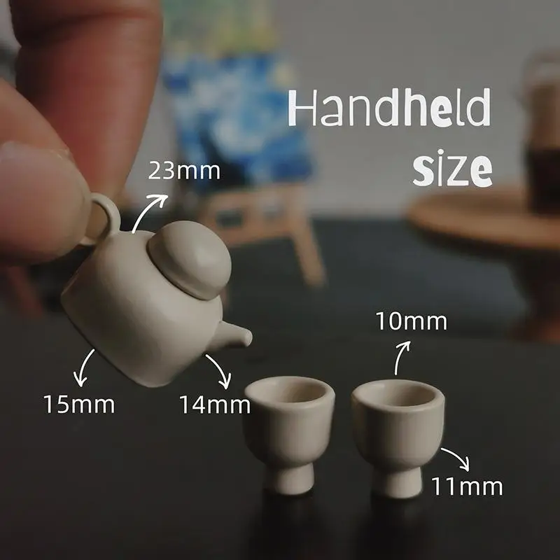 Service à thé pour maison de poupée, avec 1 théière et 2 tasses à thé, Simulation, Mini modèle de décoration pour la maison, jouet, maison de poupée, Micro scène, accessoires Photo, 3 pièces/ensemble