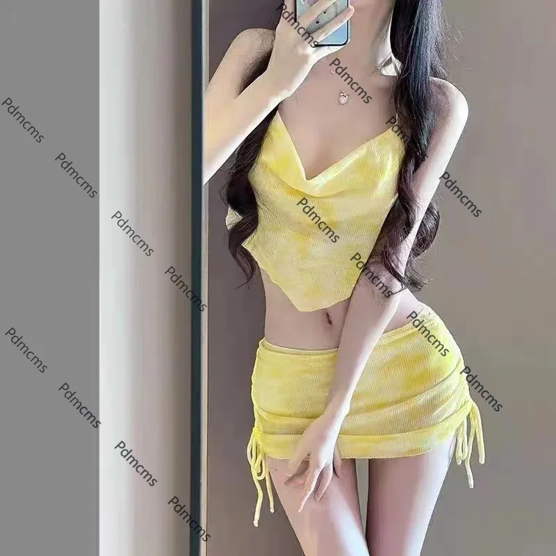 

Новый купальник 2025 года, сексуальный свежий бикини с листьями лотоса, тонкий купальник из трех частей для отдыха, пляжа, горячего источника, полис 72