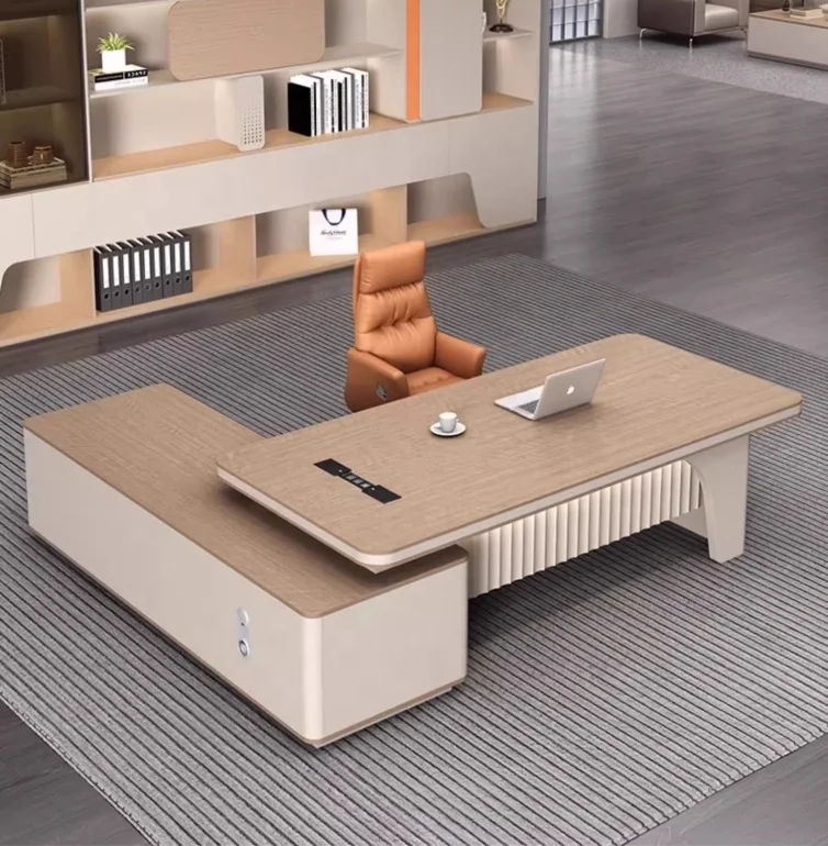 

Luxury Modern L-Shape Executive Office Desk High-End New Design for New Office Building Projects Wholesale