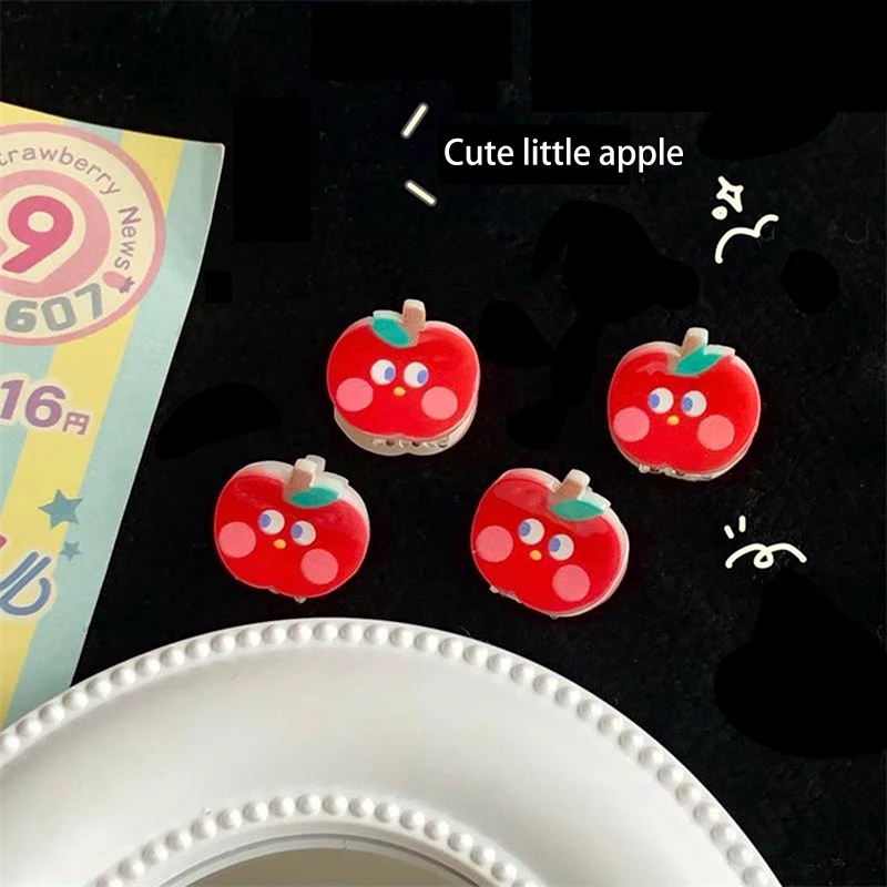 2PCS/Bag Mini Apple Grab Clip Cute Sweet Hairpin Funny Fruit Hair Clip Girly Heart Headdress Fashion Special Hair Accessory Gift