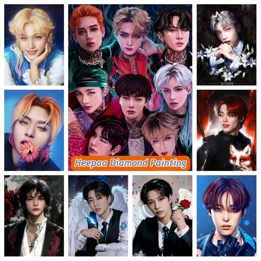 Stray Kids Kpop Hwang Hyun Jin 5d Diamond Painting Kits Diy Bang Chan Felix Lee Know Seung Min Photo Art Cross Stitch Room Decor