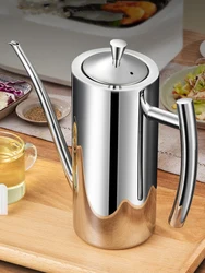 SUS304 Stainless Steel Oil Dispenser  Bottle Leakproof Cruet with Spout Easy Precision Pouring of Olive Oil Vinegar and Grease