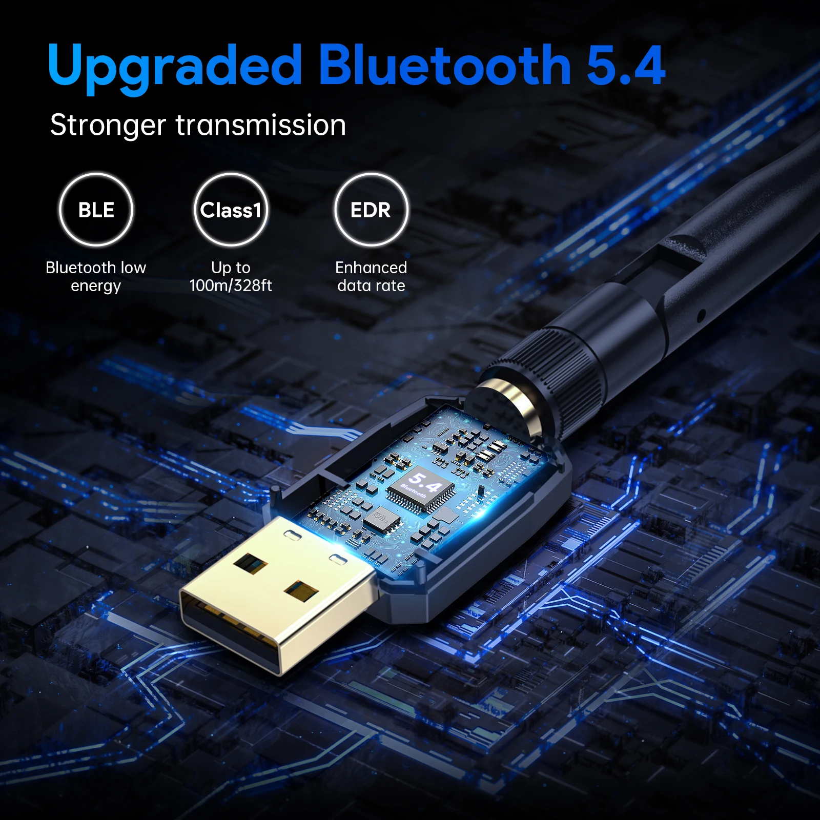 EDUP-Adaptador USB Bluetooth 5.4 para PC, dispositivo inalámbrico con teclado, ratón, altavoces, receptor de Audio y música, transmisor, EDR BLE,