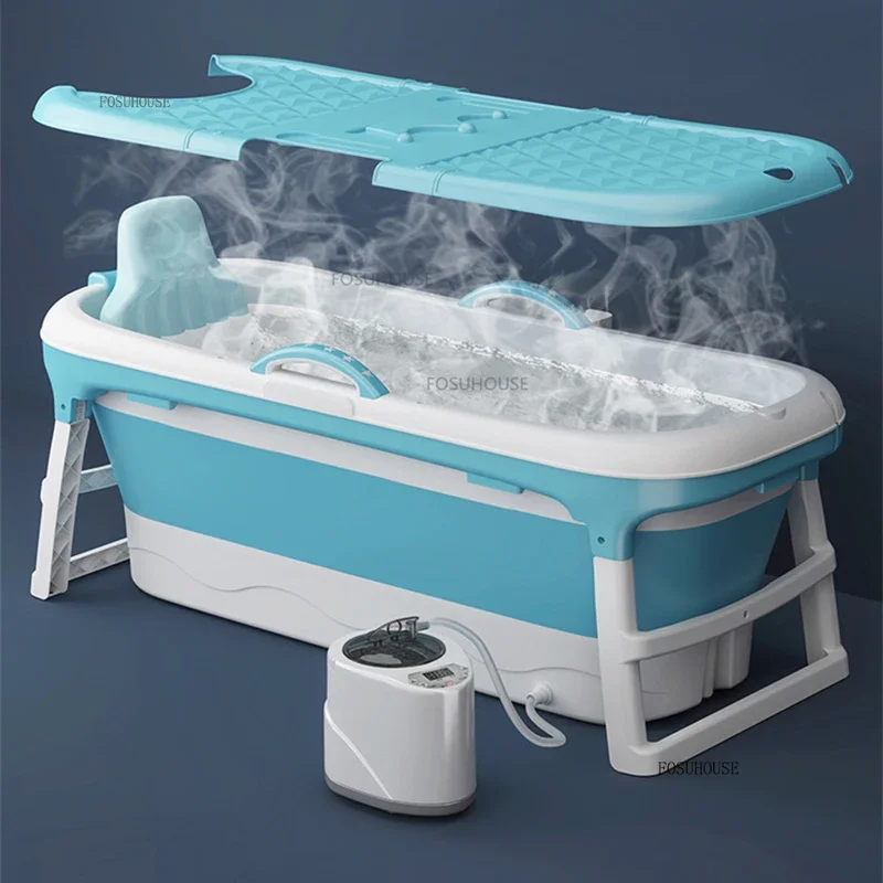 #Modern Plastic Folding Bathtubs For Household Plunge Bath Folding Thicken Large Bathroom  Sweat Steaming Bath Tubs N C
