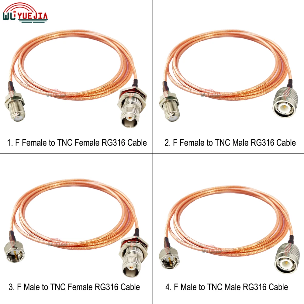 

1Pcs F Female to TNC Female Waterproof Connector RG-316 Cable L12TNC to F Adapter RF Coax Cable Antenna Extension Jumper Pigtail