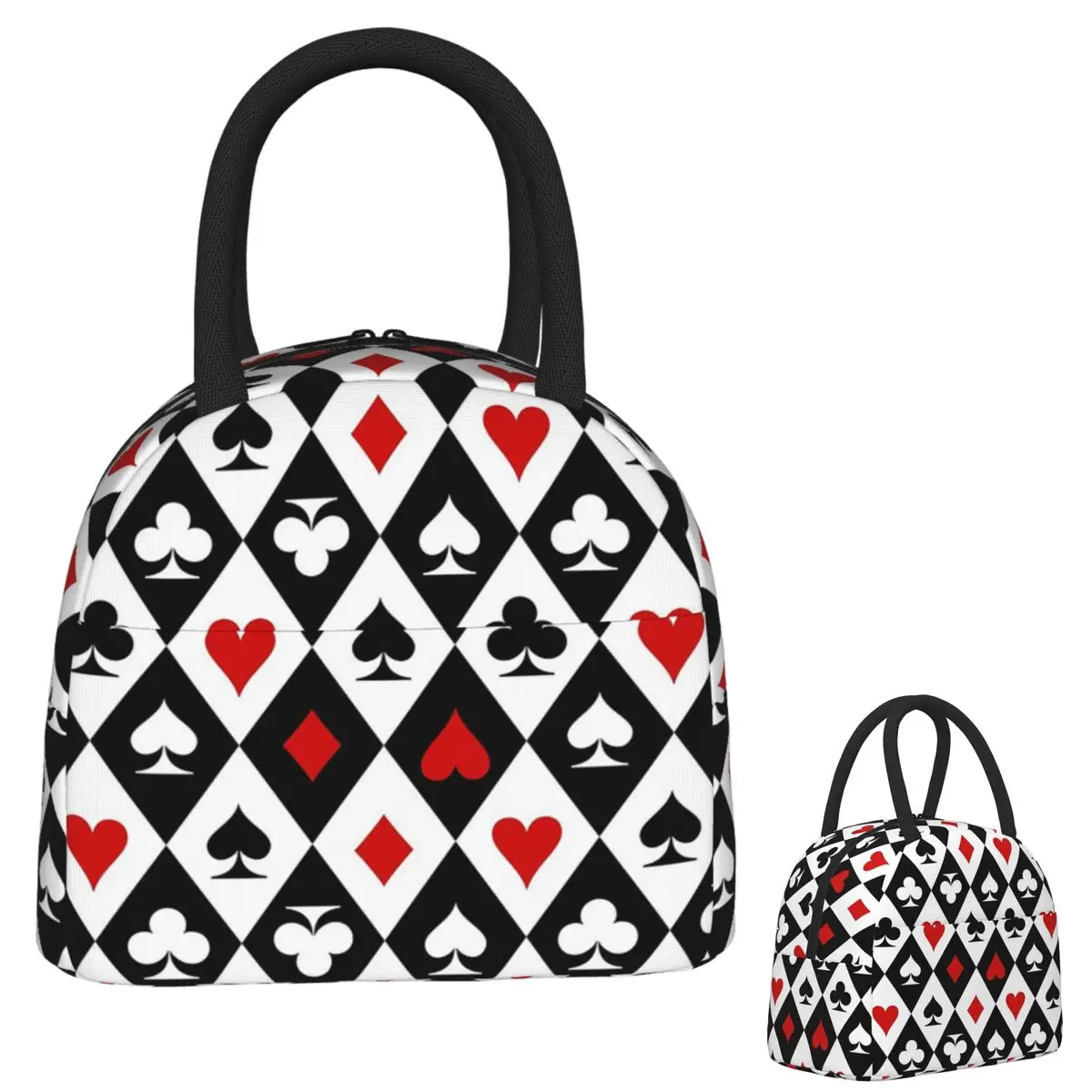 

Playing Cards Suit Symbols Insulated Lunch Bag for Women Kids Portable Food Boxes Thermal Lunch Box Tote