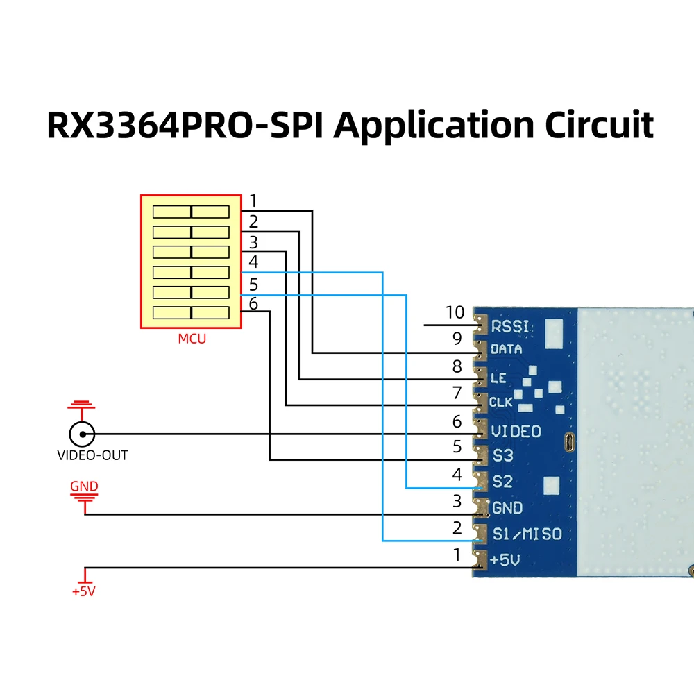 RX3364Pro-SPI 3.3GHz FPV Video Receiver Module RX3364 2500-4000 MHz Wireless Audio Video Transmission Reception Simulated Module