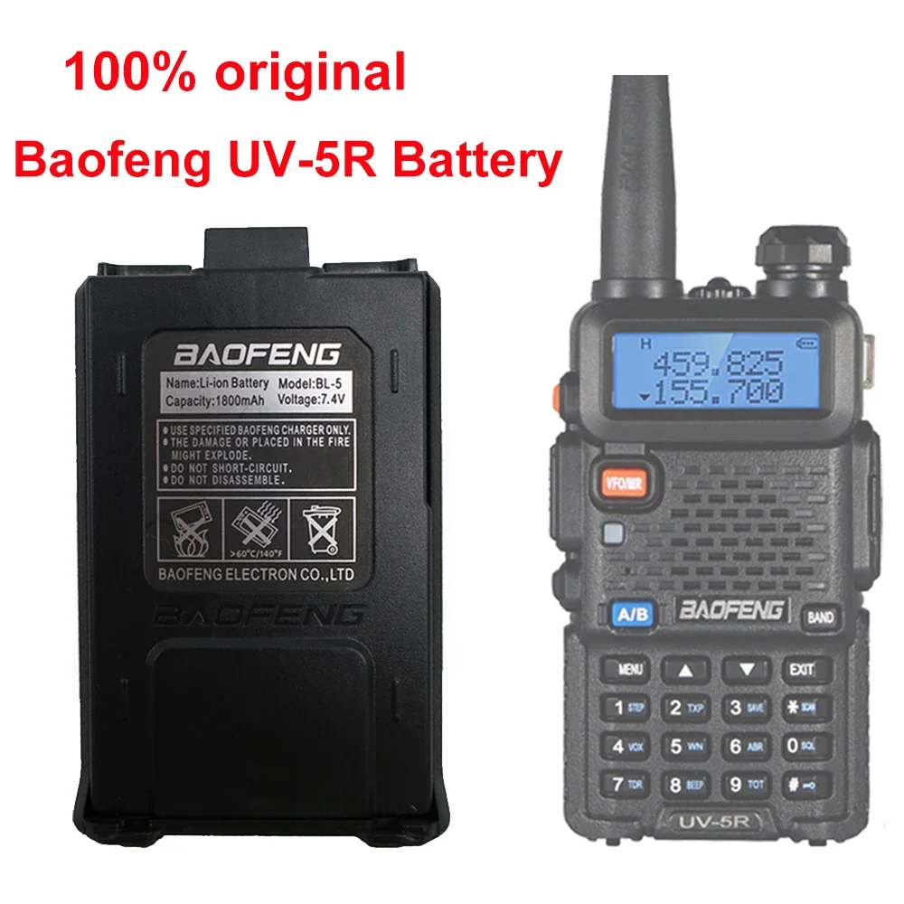 Baofeng-batería de ion de litio para walkie-talkie, accesorios de Radio bidireccional, UV5R, 1800mAh, 7,4 V, UV-5R Original