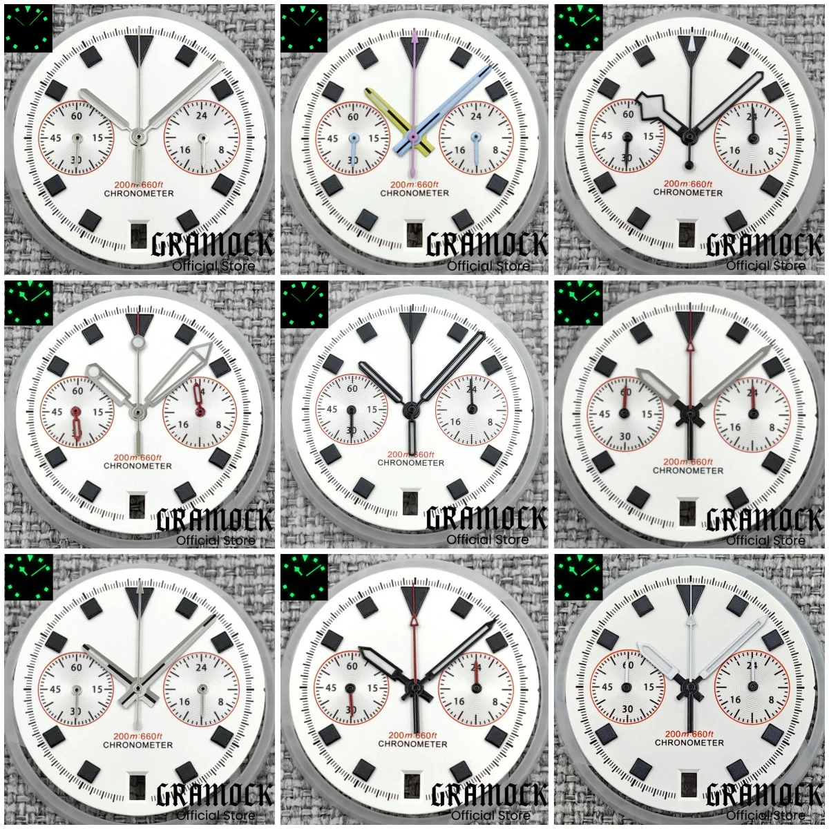 Gramock Новый 2025 Роскошный 30 мм белый Pelagos FXD хронограф циферблат велосипедиста с рукой C3 зеленый светящийся механизм VK64