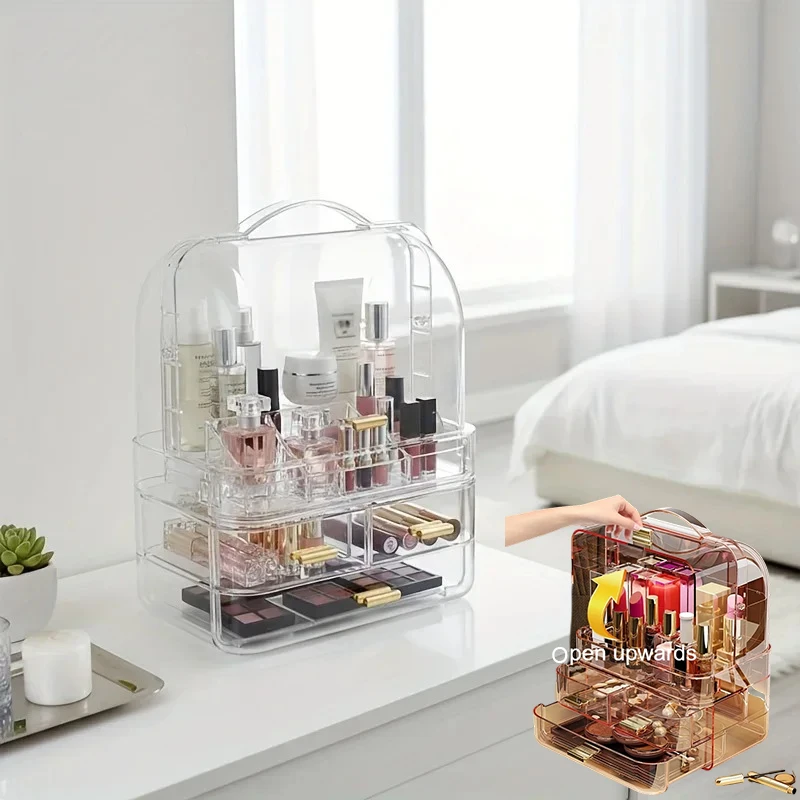 

Large Capacity Cosmetic Storage Box Multi-purpose Transparent Storage Cabinet Dust-proof Container for Office Supplies 수납 상자