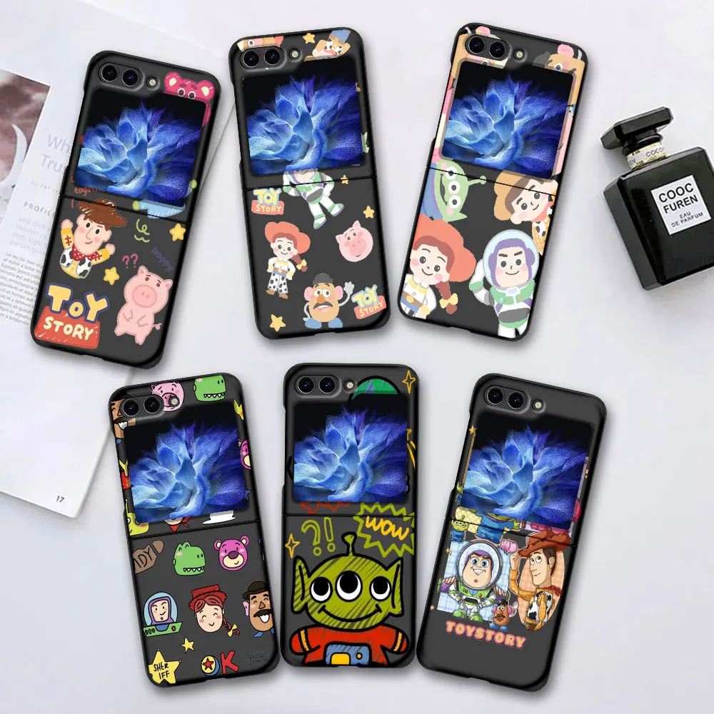 Mobile Phone Case for Samsung Galaxy Z Flip5 Black Cases Cover Z Flip 5 Hard PC Coque Zflip5 Funda Capa Disney Cartoon Toy Story