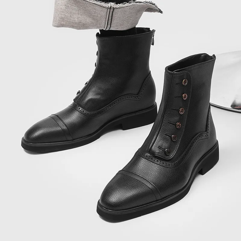 

Мужские повседневные ботинки в стиле хип-хоп, высокие ботинки челси, дизайнерская обувь, оригинальные кожаные ковбойские ботинки, черные стильные ботинки до щиколотки, мужские ботинки.