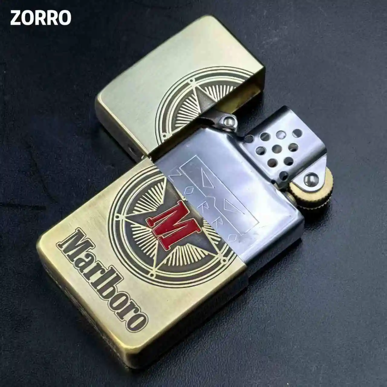 ZORRO Brass Painted Kerosiene Lighter 1941 Replica Armor Kerosiene Machine As A Holiday Gift for Boyfriend