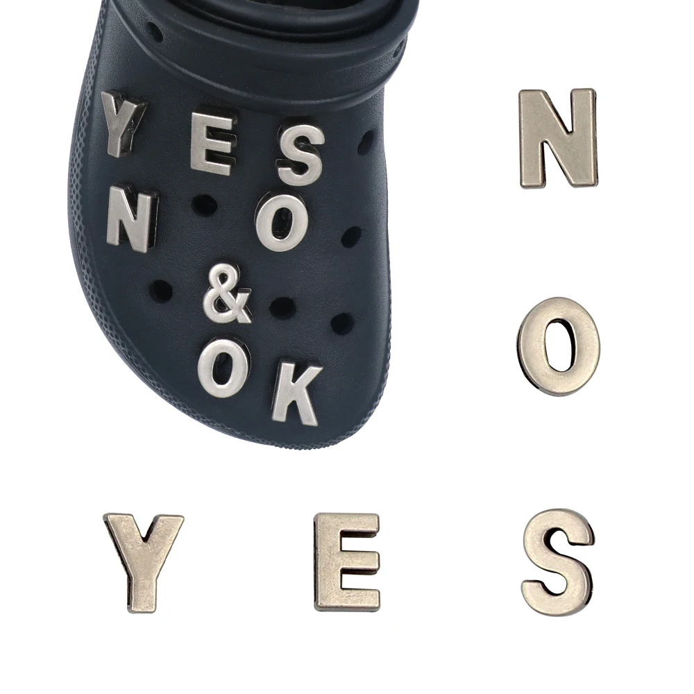 16 Pcs Halloween Silvery Vintage Clogs Metal Shoe Accessories Leaves Word Yes&no Punk Style Hole Sandals Buckles Adult Kids Gift