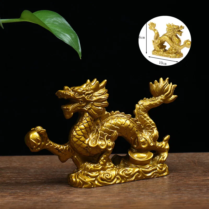 1PC Extremely Strong Stain Resistance Chinese Zodiac Twelve Statue Gold Dragon Statue Animal Ornament Home Furnishings