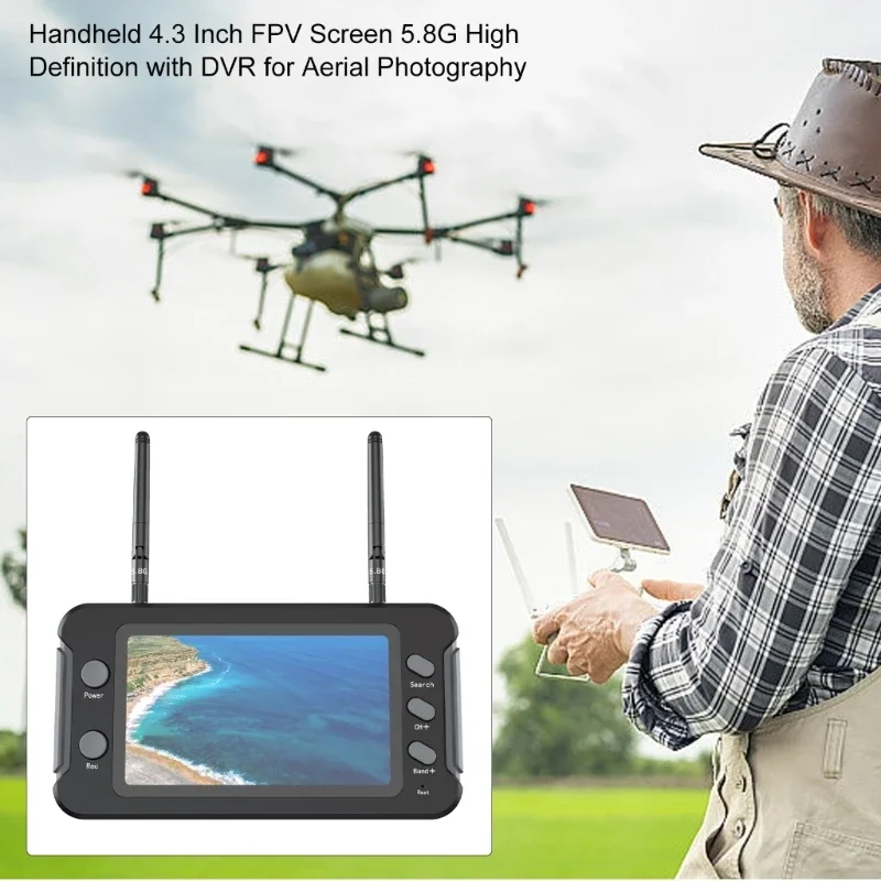 

4,3-дюймовый портативный экран FPV с функцией DVR для квадрокоптеров и передатчик управления изображением с воздуха