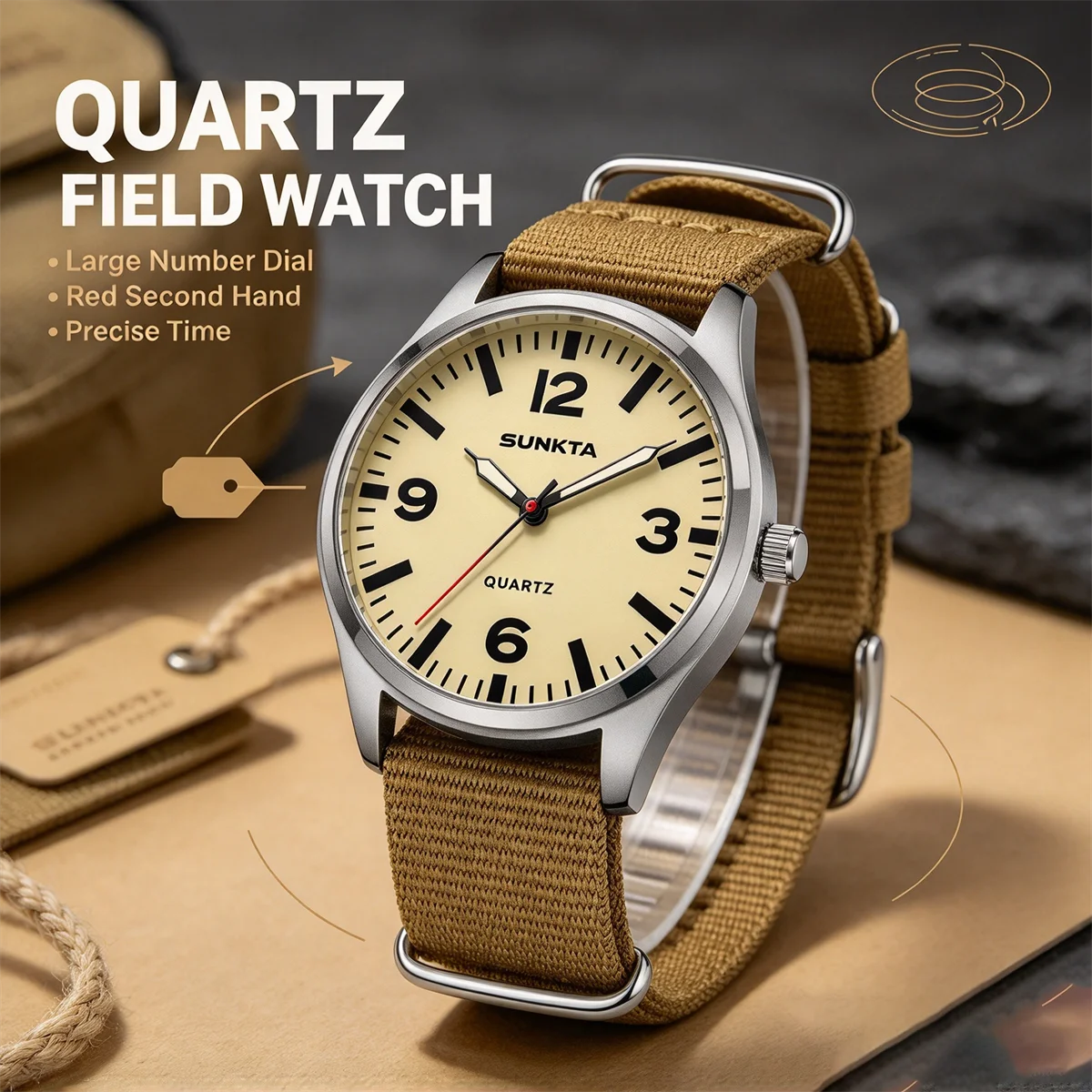 SUNKTA 2026 Top Luxury Mens Watch Fashion Casual Quartz Wristwatches Luminous 30M Waterproof Nylon Watches Men Gifts Reloj