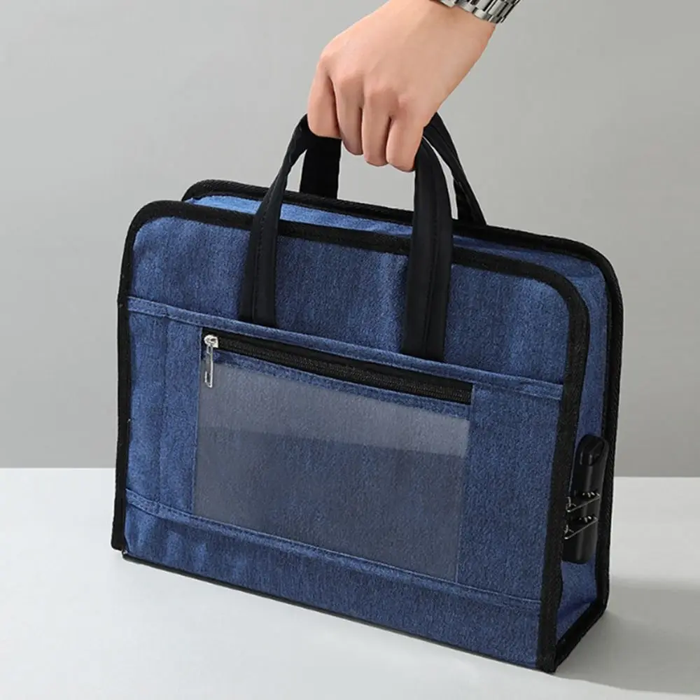 Portable Travel Luggage Bag Practical Large Capacity Stamp Storage Organizer with Handle Zipper Closure A4 Document File Folder