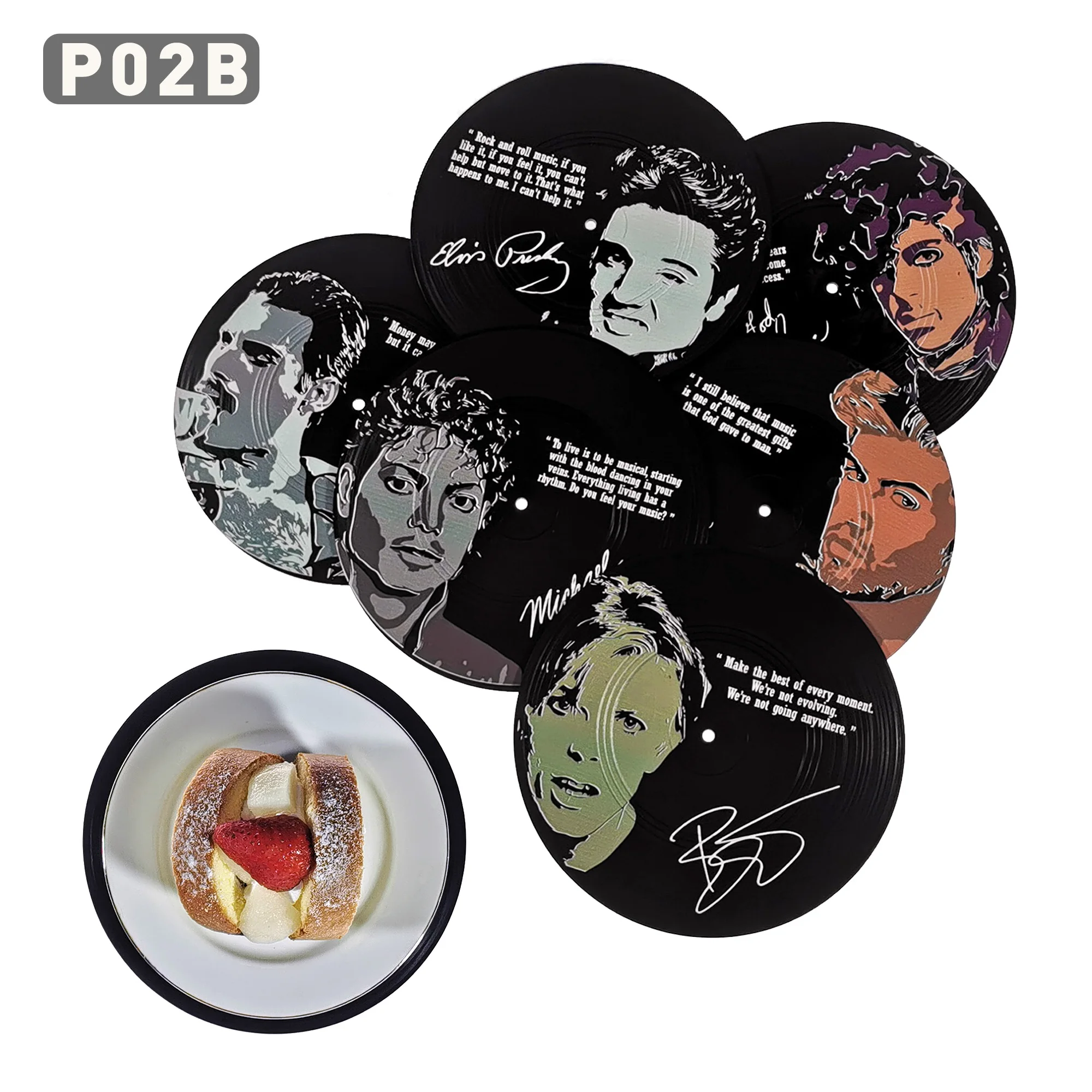 6pcs Vinyl Record Table Mats Drink Coaster Hip Hop Table Placemats Heat-resistant Nonslip Pads Home Decor Creative Cup Coaster