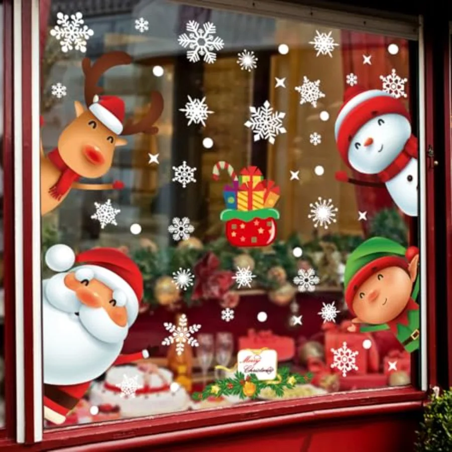 

169 PCS Christmas Snowflake Window Cling Christmas Window Clings for Glass Windows Xmas Decorations