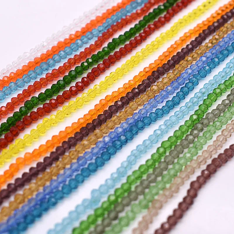 New 2 3 4 6mm Transparent Color Crystal Glass Beads Faceted Seed Loose Spacer Beads For Jewelry Making DIY Crystal Necklace