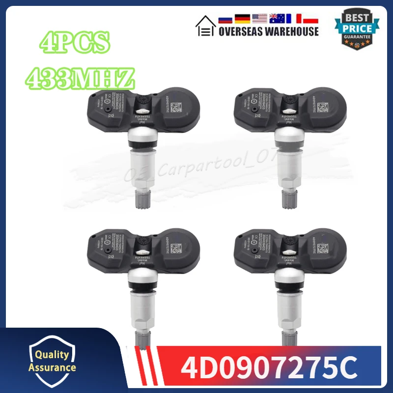 

433MHZ TPMS TIRE PRESSURE SENSOR 4D0907275C For 2004 2005 2006 Audi A6 A8 Allroad (4B) Tyre Monitor System Pressure Sensor 4PCS